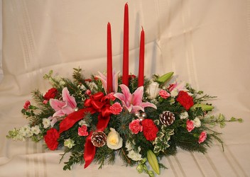Dressed to Impress Holiday Centerpiece from Joseph Genuardi Florist in Norristown, PA