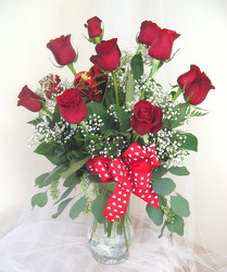 Dozen Red Valentine Vased Roses from Joseph Genuardi Florist in Norristown, PA
